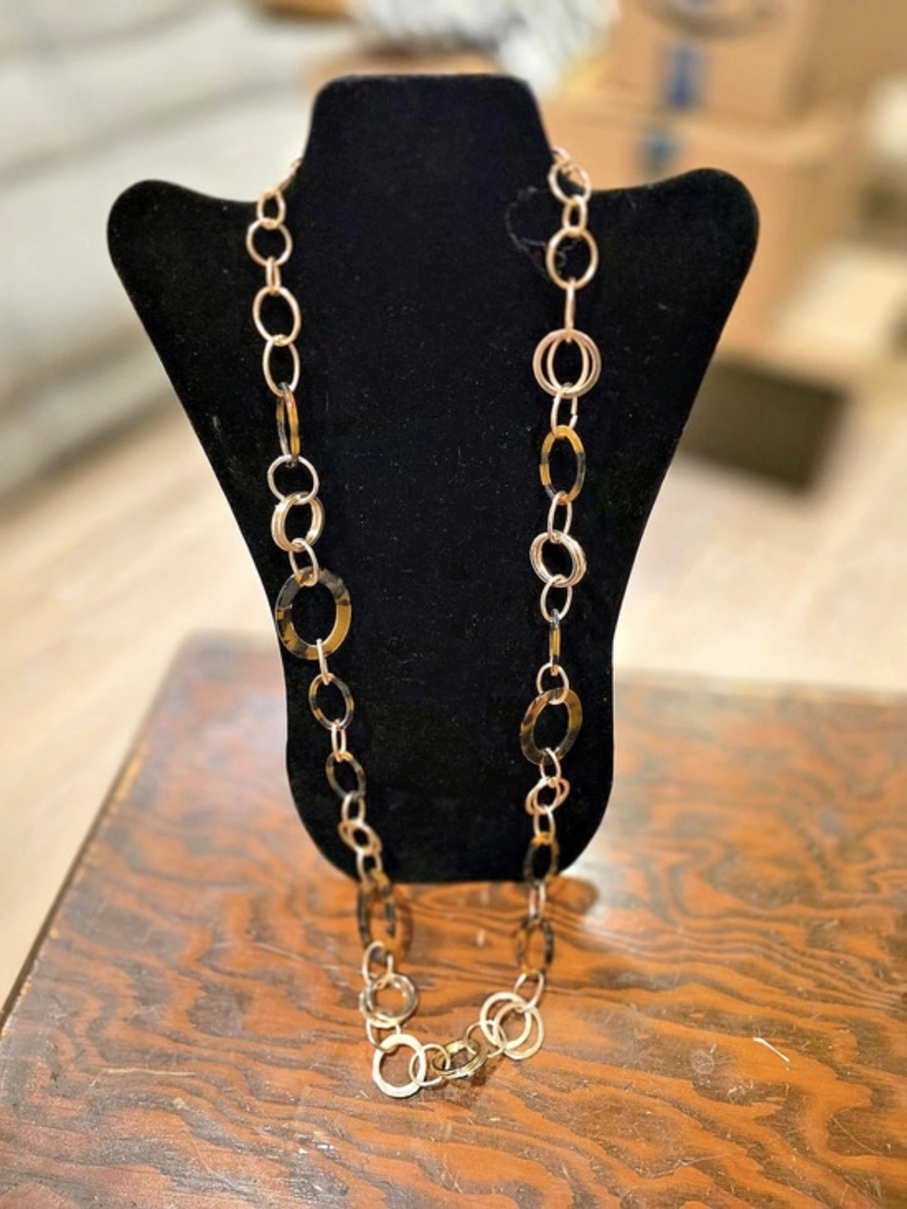 Time And Tru Faux Tortoise Shell Link Necklace